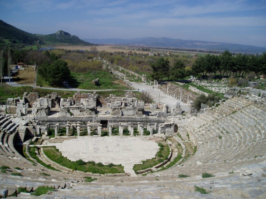 Ephesus theatre and harbour road