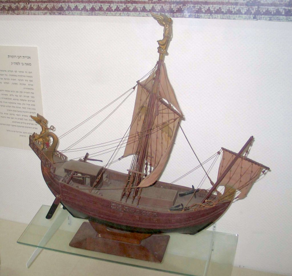 Model of a Roman grain ship (Haifa Maritime Museum).