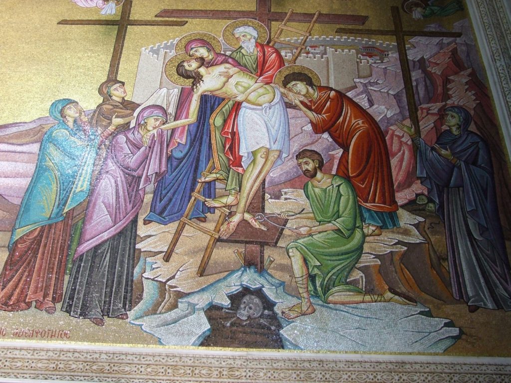 Holy Sepulchre Church (mosaic, Jesus taken from the cross)