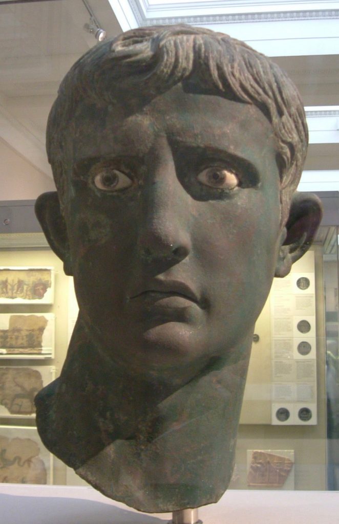 A bronze head of Augustus